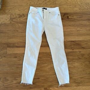 Kut From The Cloth Donna Fab Ab High Rise Stretch Raw Hem Skinny Jeans White 6